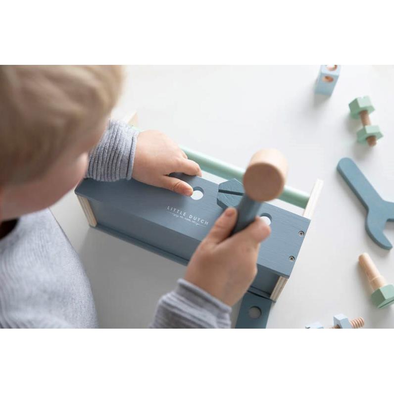 Lesena škatla z orodjem Little Dutch children toolbox blue 3