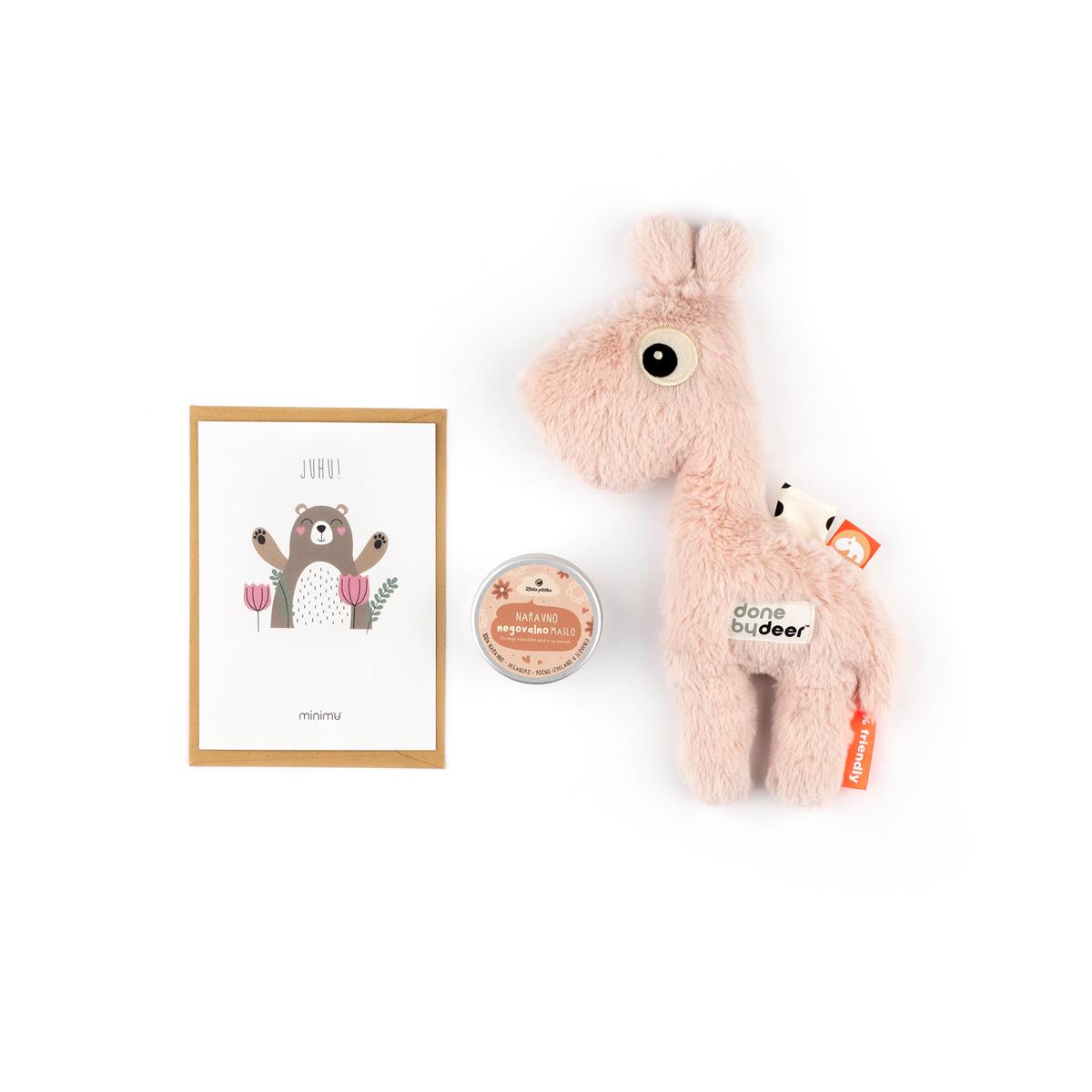 Softi Žirafka darilo ob rojstvu telegram v porodnisnico voščilo rojstvo porodnišnica