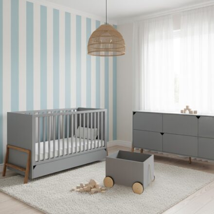 Postelja / Otroška posteljica s predalom Isabella Grey 70x140 cm