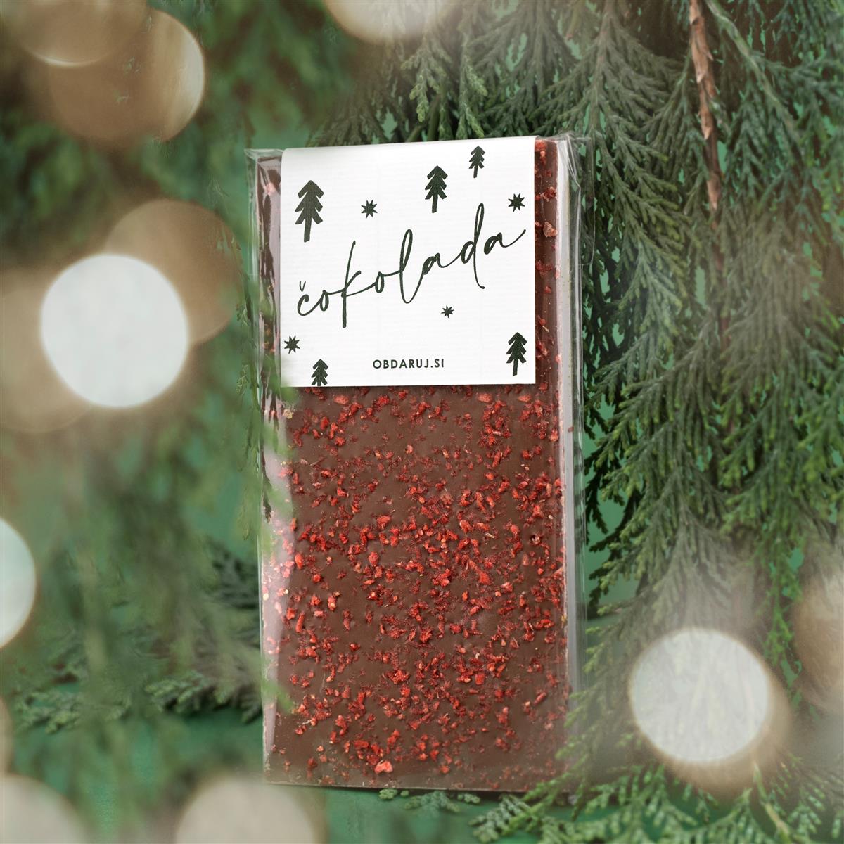 Smrečice, mlečna čokolada z medom in jagodami